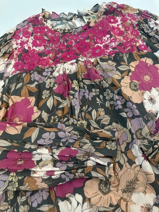SAVANNA JANE NWT 2X Smokes Floral Yoke Blouse - Pink Floral - Picture 4 of 9